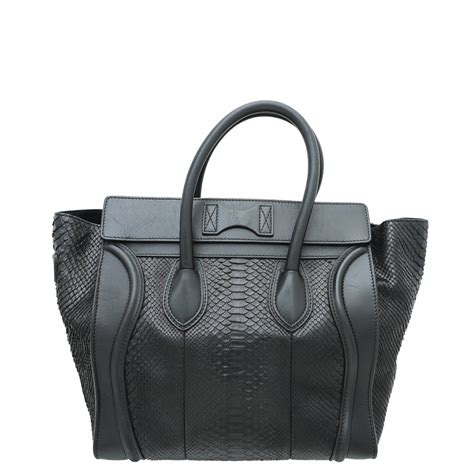 celine black python mini luggage bag|celeine bag tote.